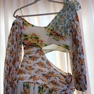 Asymmetrical floral mini dress
